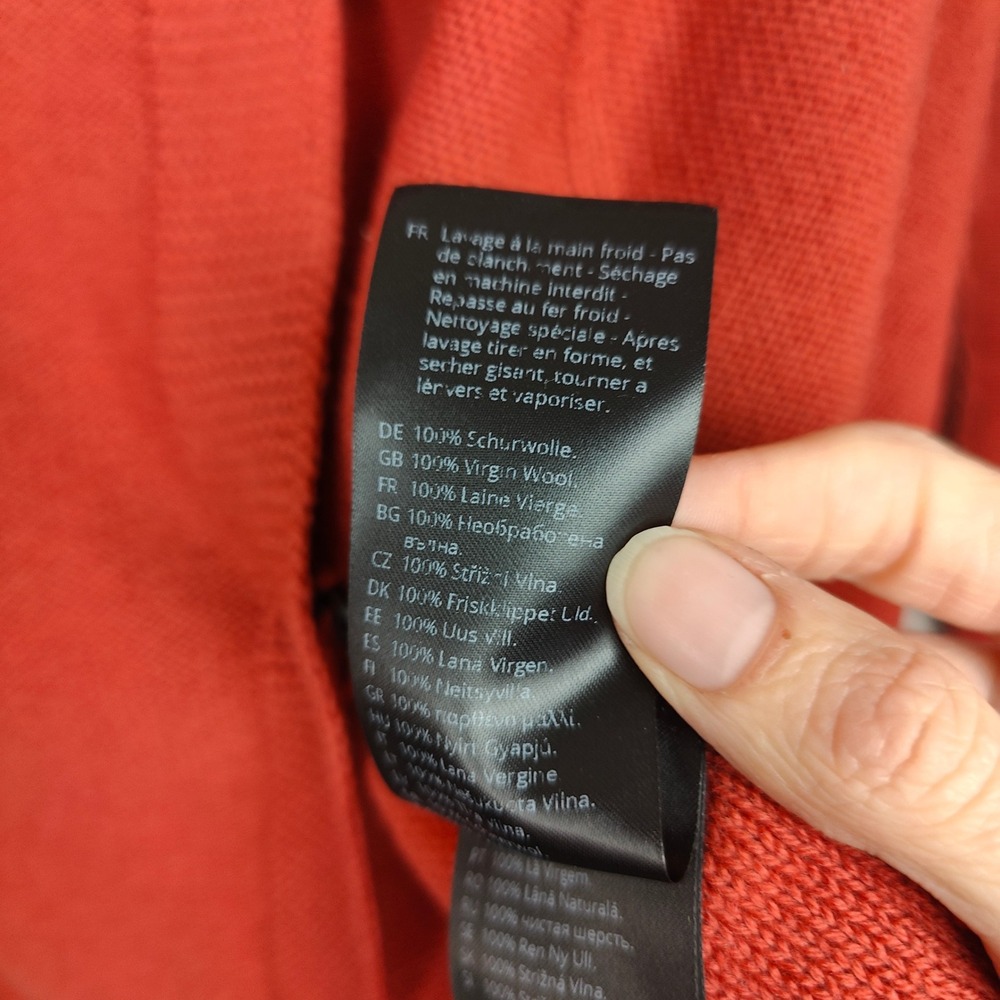 Oska Cardigan‎ Sweater Womens 1 US 6/8 Orange Red Asymmetrical 100% Virgin Wool - Picture 10 of 11
